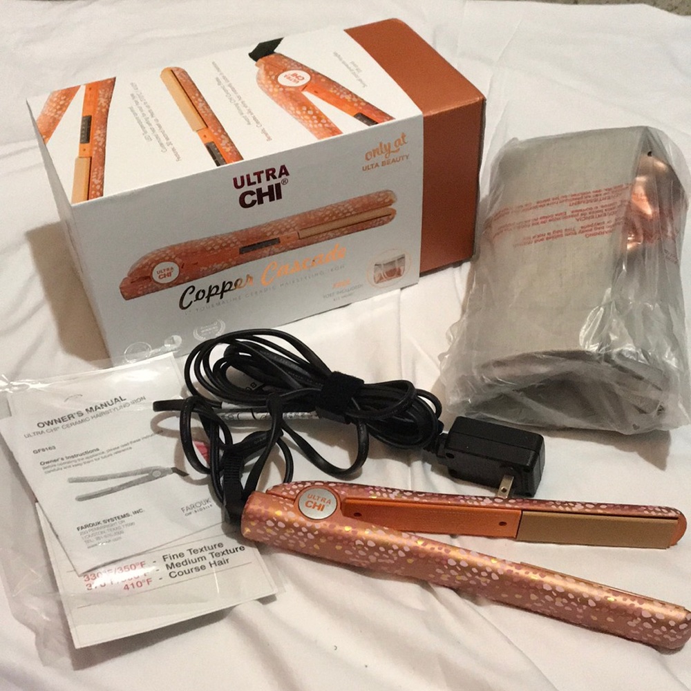 NIB Ultra Chi Ceramic Hair Iron Copper Cascade